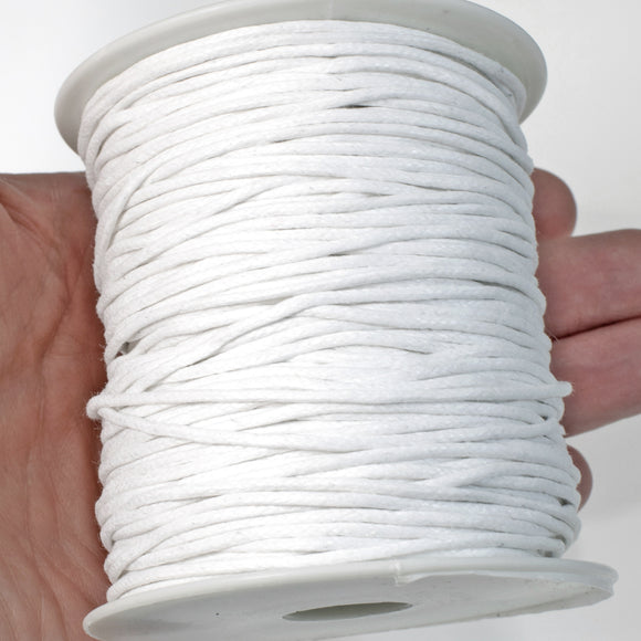 White 1.5mm Waxed Cotton Cord, 100 Yards, Macrame, Beading String