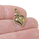 Gold Flaming Heart Charms, TierraCast Sacred Heart Milagro 2/Pkg