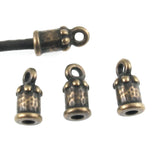 4 Antique Brass Distressed Leather Cord Ends 2mm, TierraCast