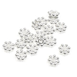 50 Bright Silver 4mm Daisy Spacer Beads, TierraCast Flower Heishi