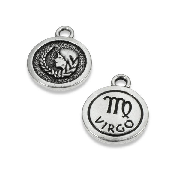 2 Silver Virgo Charms, TierraCast Astrological Zodiac Set for Jewelry Making