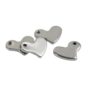 Silver Mini Heart Charms, Stainless Steel Asymmetrical Hearts 15/Pkg