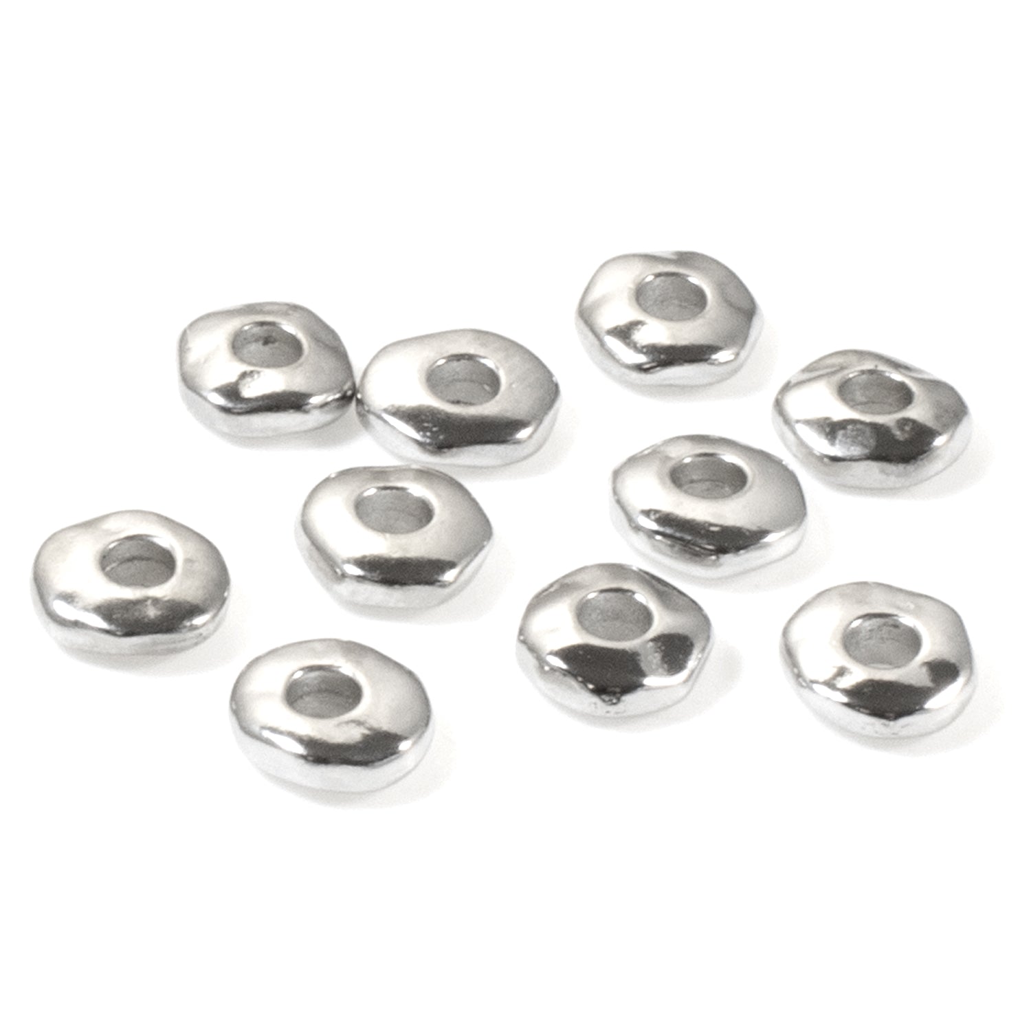 Silver Nugget 6mm Spacer Beads + Large 2mm Hole for Leather