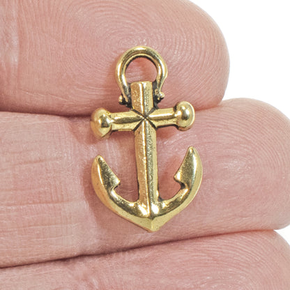 Gold Anchor Charms for Nautical Jewelry, Safe Passage Symbol Perfect for Summer Crafts