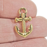 2 Gold Anchor Charms, TierraCast Nautical Ocean Charm for DIY Jewelry