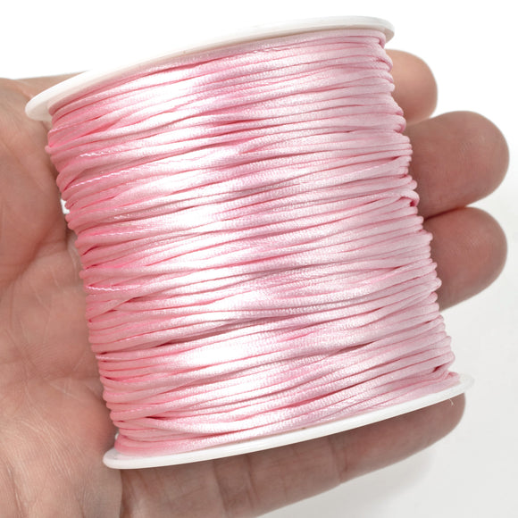 Light Pink 1mm Satin Nylon Cord, 60 Meters, Macrame, Jewelry String