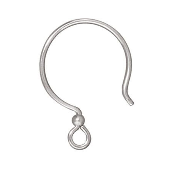 Sterling Silver Hoop Ear Wires + 2mm SS Accent Bead, TierraCast 10/Pkg