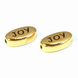 Gold Oval Joy Beads, TierraCast Pewter Inspirational Word Bead 2/Pkg