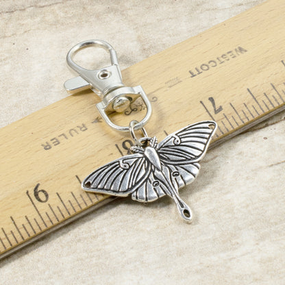 Luna Moth Key Fob, Renewal Symbol Clip-On Accessory, Whimsical Purse Charm, New Beginnings Gift