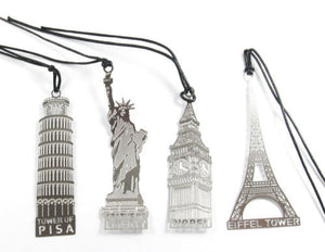 Stainless Steel Bookmarks-Statue of Liberty, Eiffel Tower, Big Ben+ 2 1/2" 4PCS