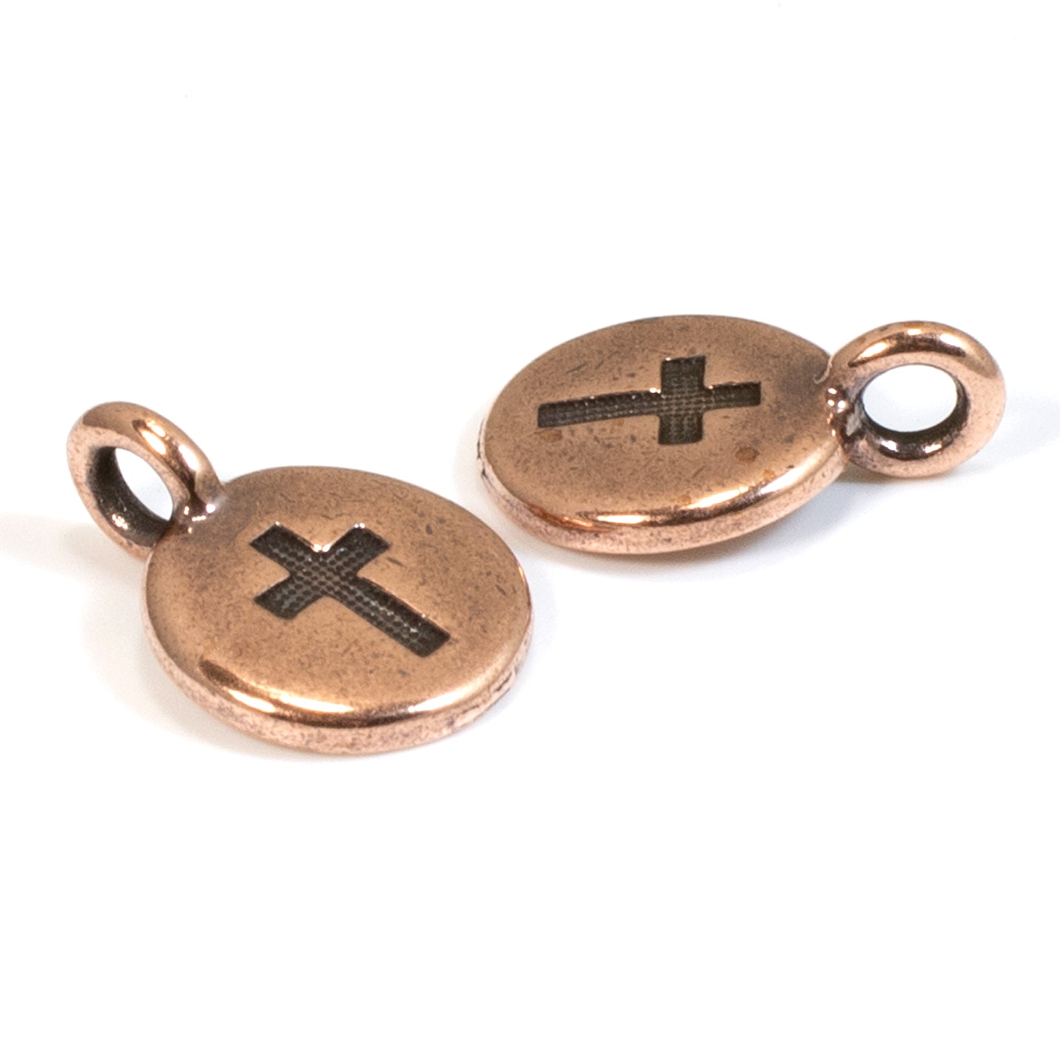 Copper Round Cross Charms | Hackberry Creek