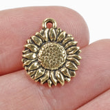 Gold Sunflower Charms, TierraCast Spring Garden Flower Charm 5/Pkg