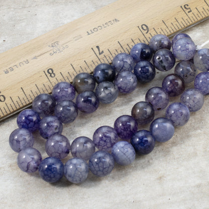 Stunning Purple Dragon Vein Agate Beads - 10mm Round - Jewelry Design & Crafts