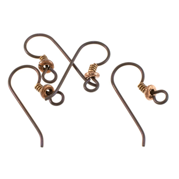 10/ Pkg Niobium Copper + Antique Bronze Coil & Copper Heishi Ear Wires