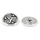 2 Silver Triskele Celtic Buttons, Triple Spiral for Leather Wrap Bracelets