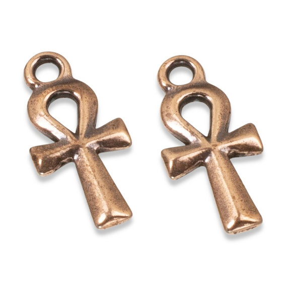 2 Copper Ankh Cross Charms, TierraCast Pewter Egypt Symbol
