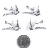 Silver Swallow Metal Charms, Animal Bird Pendant 10/Pkg