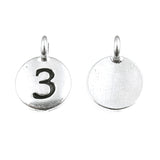 Silver Number Three Charms