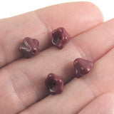 Blood Red Bell Flower Beads, Czech Maroon Glass, 6x8mm25/Pkg