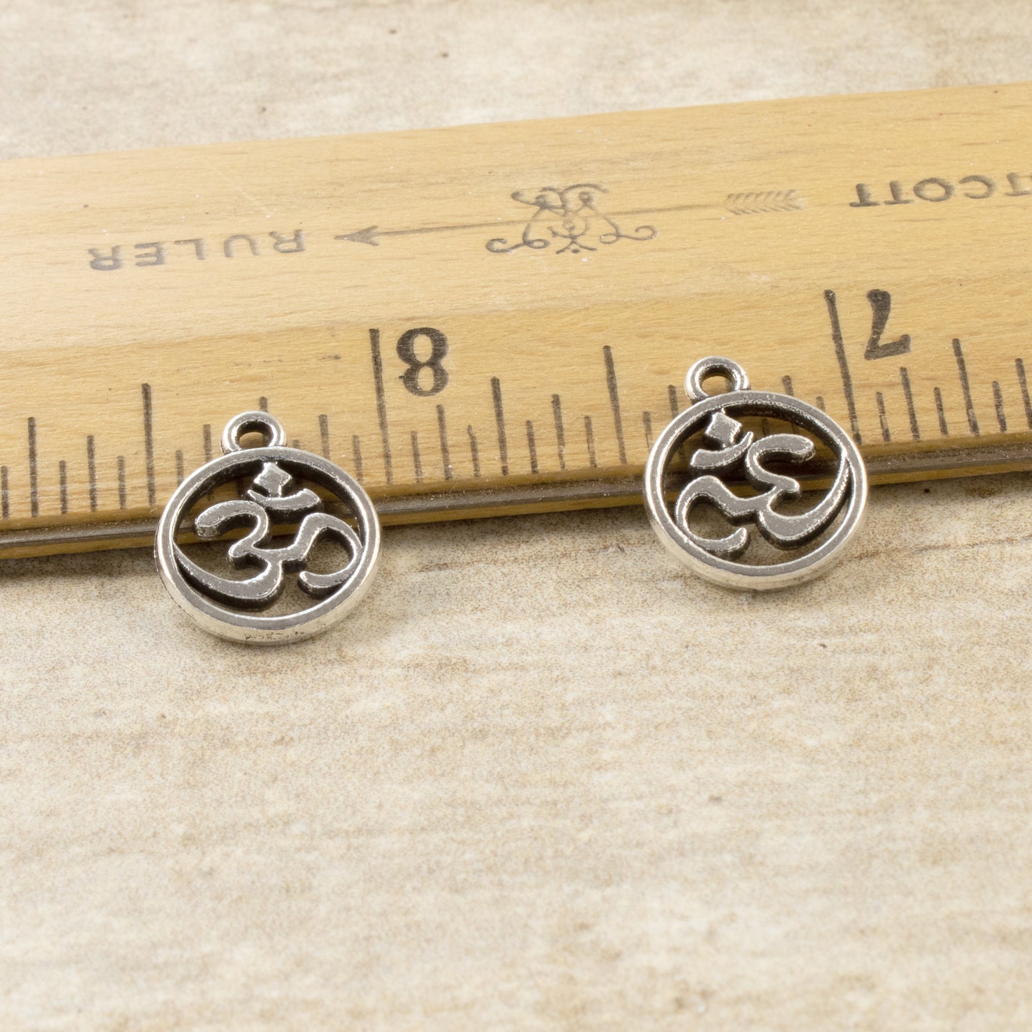 30 Om Charms - Silver Metal - Open Design - Yoga Namaste - DIY Jewelry