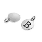 2Pc. Silver "B" Initial Charms, TierraCast Round Small Alphabet Letter