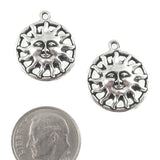 Silver Open Sunshine Charms, TierraCast Pewter Sun Face (2 Pieces)