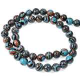 Striped Lace Malachite - 8mm Round Beads - Earthy Design - Composite Stone