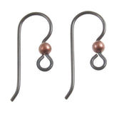 Black Niobium Ear Wires + 3mm Antique Copper Bead
