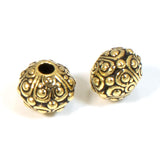 10mm Gold Ornate Oasis Beads, TierraCast 2.5mm Large Hole 4/Pkg