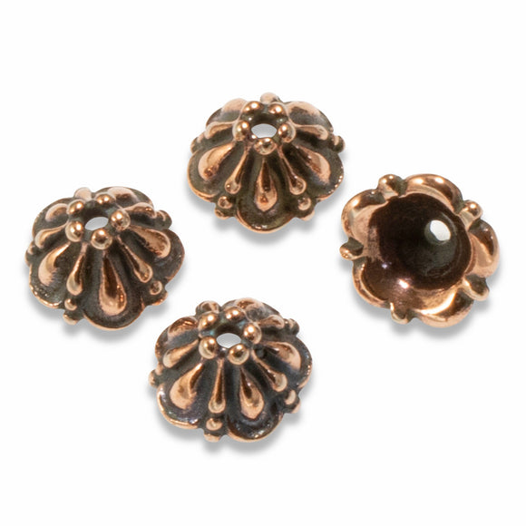 Copper Tiffany 8mm Bead Caps, TierraCast Pewter Decorative Caps 4/Pkg