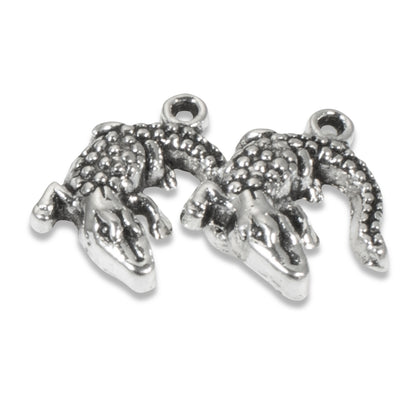 20 Silver Alligator Charms, Southern-Style Gator DIY Jewelry, Wildlife Crafts