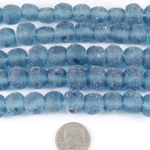 Matte Blue Recycled Glass Beads