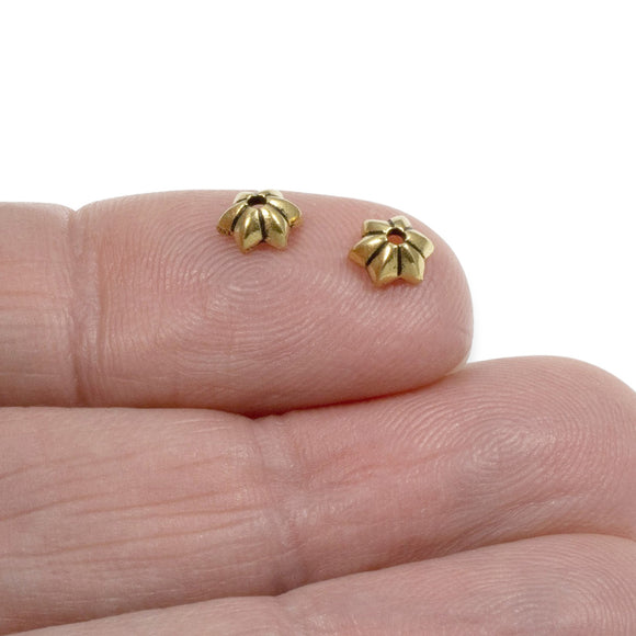 10/Pkg Gold 5mm Star Bead Caps, TierraCast Tiny Talavera Bead Cap Findings