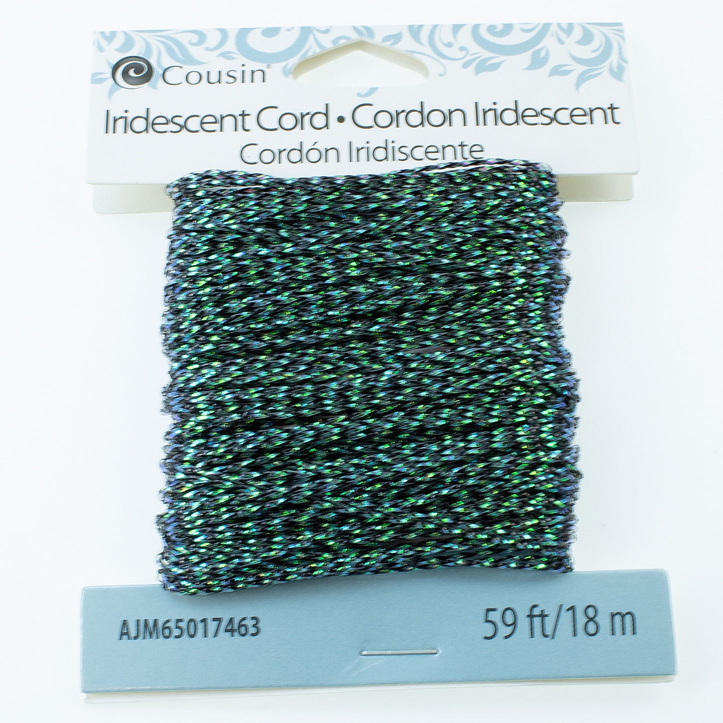 1mm Iridescent Green Cord (59 feet), Non-Stretch: Perfect for Xmas Ornaments