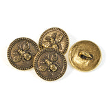 Gold Bee Buttons, TierraCast Leather Clasp + Shank Back 4/Pkg