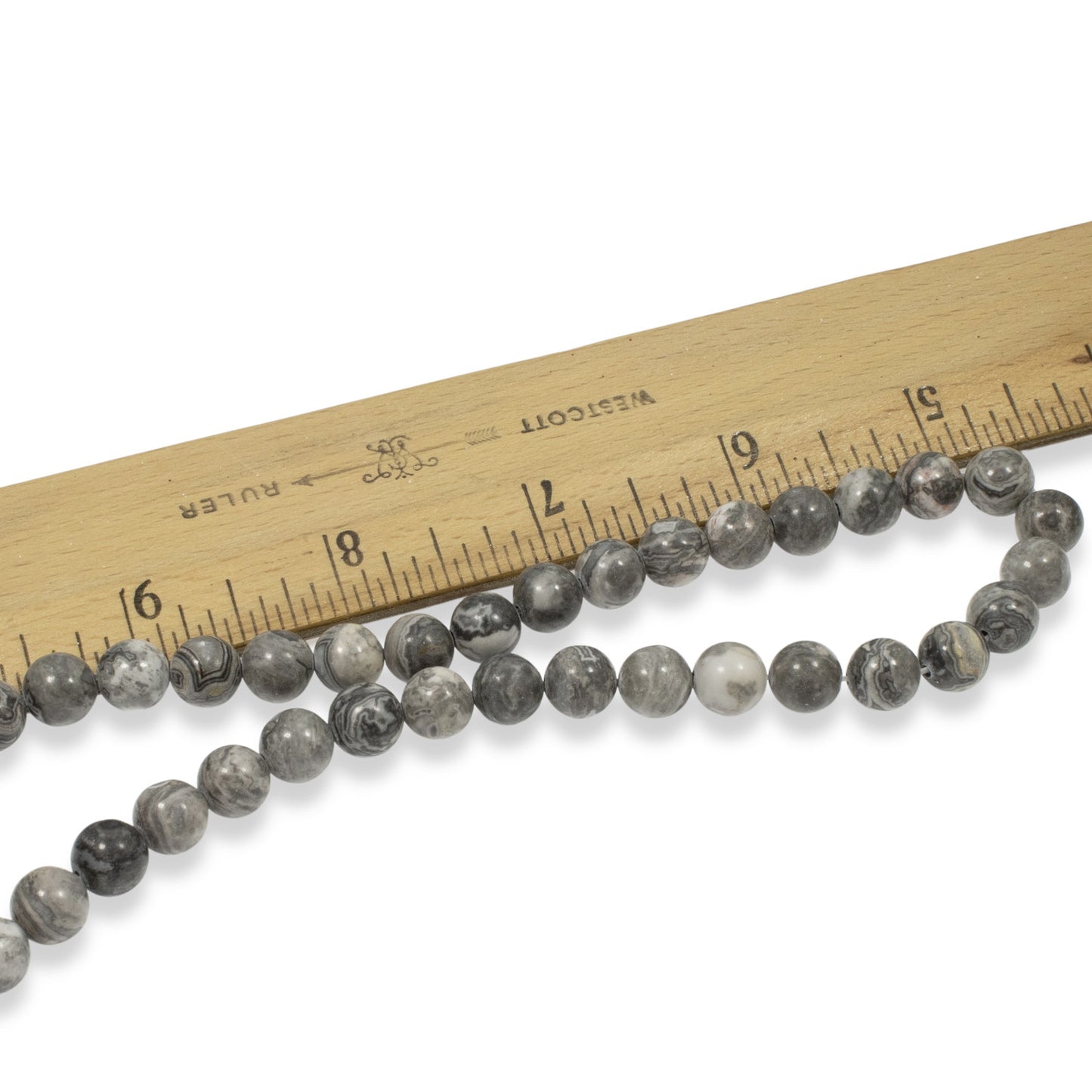 Gray Picasso Jasper Beads - Unique 8mm Round Natural Stone Strand - DIY Jewelry