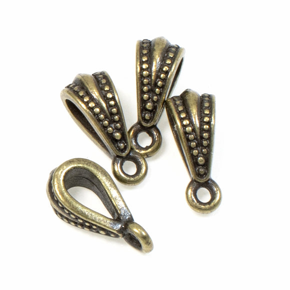 Antique Brass Royal Pendant Bails, TierraCast Pewter 4/Pkg