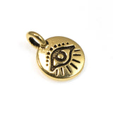 Gold Evil Eye Charms, TierraCast Mini Symbol Pendant 5/Pkg