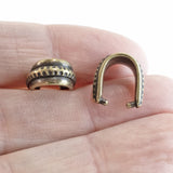 2 Antique Brass Large Hammered Pinch Bail, TierraCast Pendant Holder