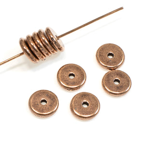 10-Pack 8mm Copper Spacer Beads - TierraCast Heishi - Disk Beads - DIY Jewelry