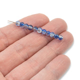 4mm Blue & Clear Round Glass Crackle Beads | Two-Tone Double Color 200/Pkg