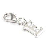 Letter "E" Clip On Charm, Silver Initial Alphabet Dangle with Lobster Clasp