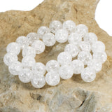 10mm Clear Snowy White Round Glass Crackle Beads 30/Pkg