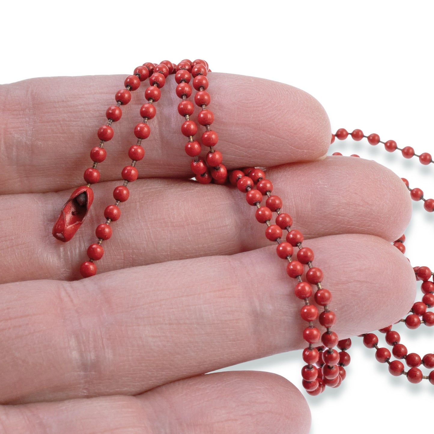 Red Coated Steel Ball Chain Necklace | #3 Dog Tag Chain | 2.4mm 30 inches