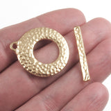 Gold Distressed Toggle Clasp, TierraCast Round Artisan Clasp Set