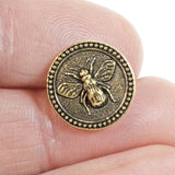 Gold Bee Buttons, TierraCast Leather Clasp + Shank Back 4/Pkg