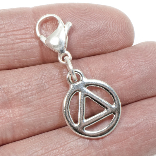 Recovery Clip-On Charm, Silver Triangle Resilience Symbol, Sobriety Gift