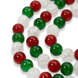 90/Pkg 10mm Red, Green & Clear Crackle Glass Beads | Christmas Bead Mix