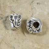 2 Silver Elephant Beads, Large 4mm Hole, TierraCast Euro Animal Bead for Jewelry