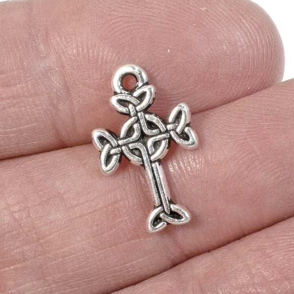 Silver Celtic Cross Charms, TierraCast Medium Irish Cross 4/Pkg
